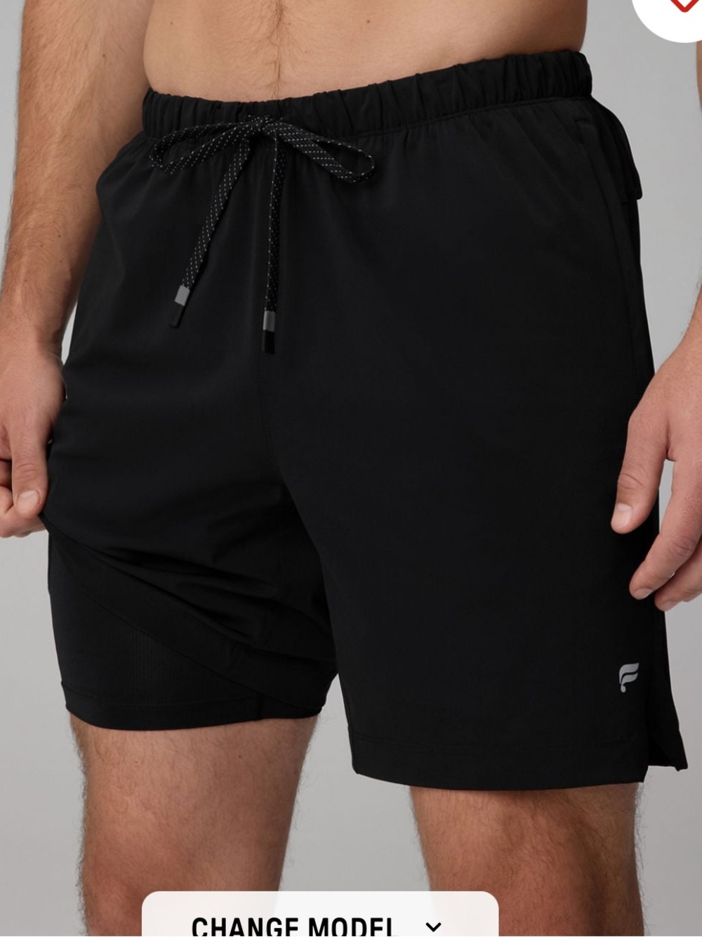 Fabletics The One Shorts Mens XL Black With Liner 7" Inseam Stretch Training